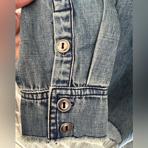 Free People X Sandrine Rose Denim Button-Up mandarin collar Tunic Shirt - XS - Picture 9 of 9